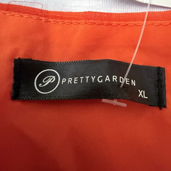 PrettyGarden Orange Maxi Dress XL Button Front Smocked Waist Tiered Flowy - Picture 3 of 6